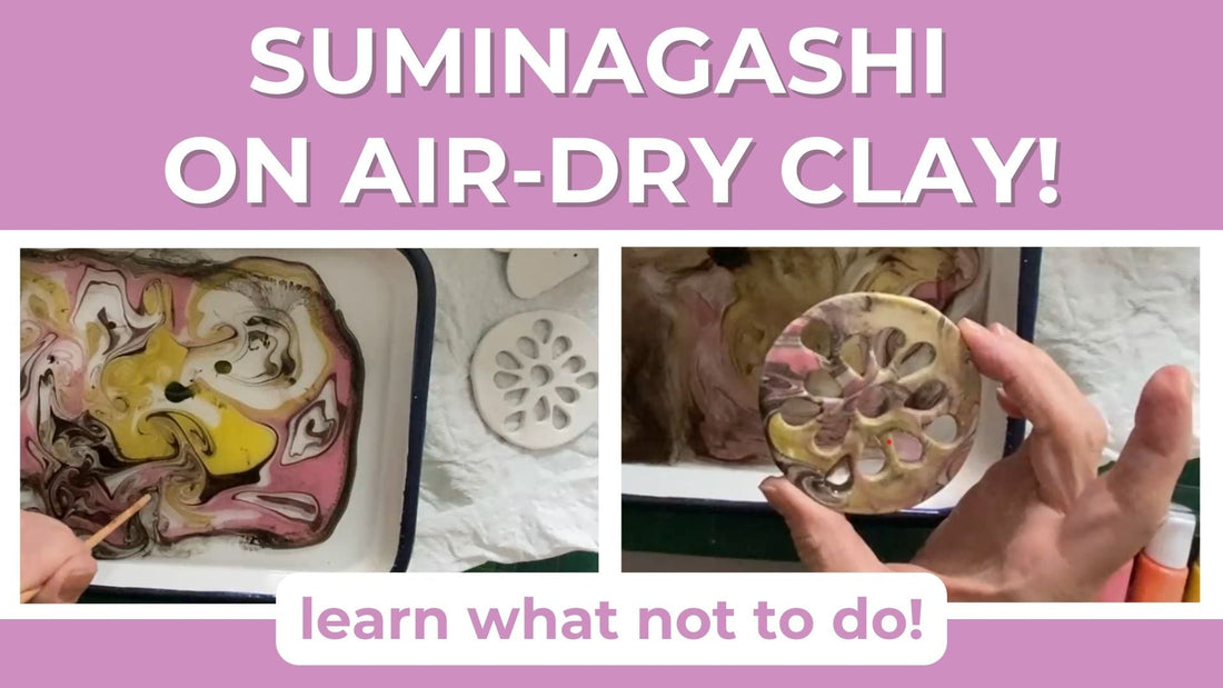 Suminagashi on Air Dry Clay Flower Frogs