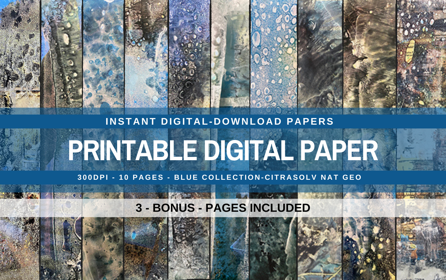 National Geographic CitraSolv Digital Paper Bundle - Blue Hue Collage