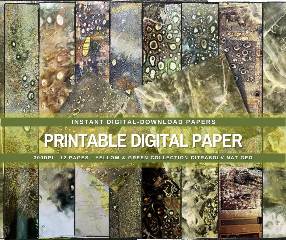 National Geographic CitraSolv Digital Paper Bundle - Yellow-Green Hue Collage