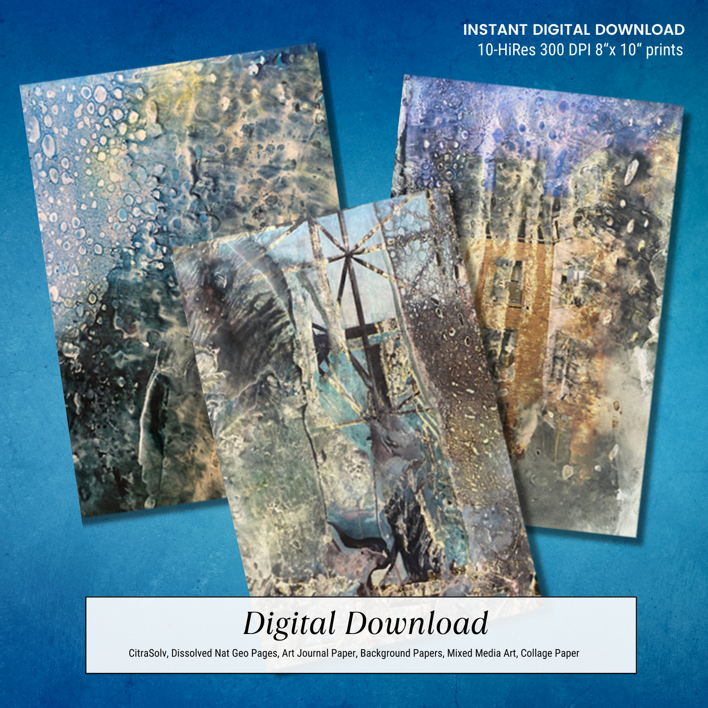 National Geographic CitraSolv Digital Paper Bundle - Blue Hue Collage