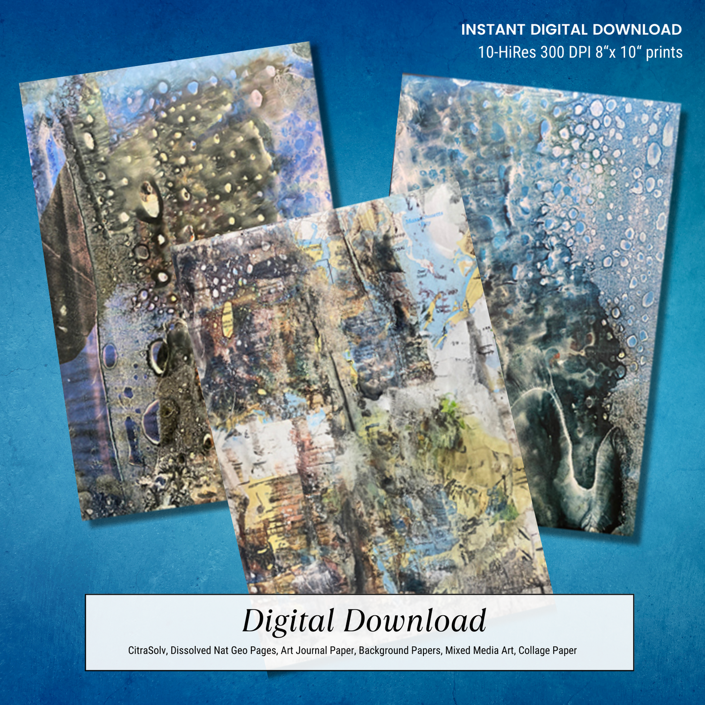 National Geographic CitraSolv Digital Paper Bundle - Blue Hue Collage