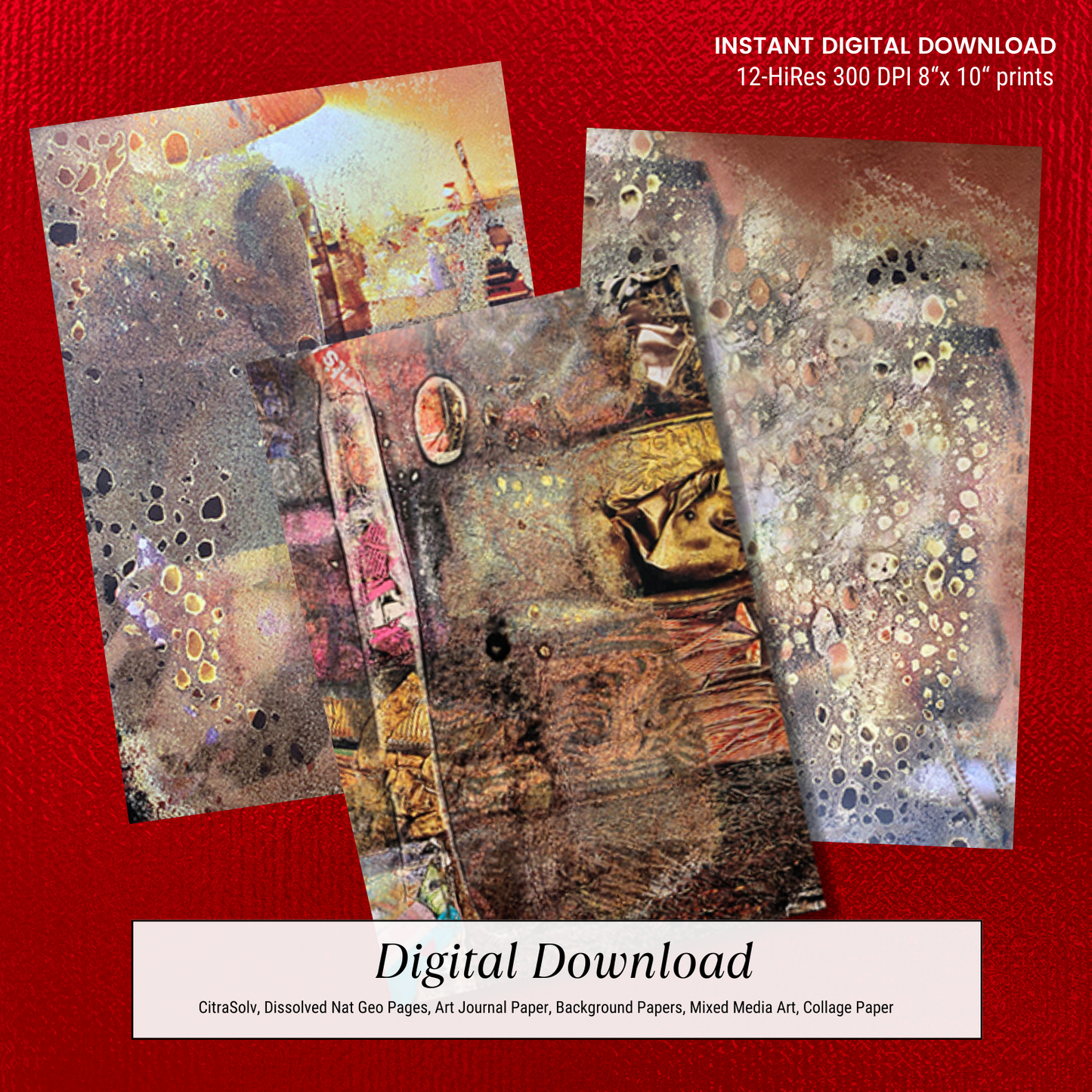 National Geographic CitraSolv Digital Paper Bundle - Red Hue Collage