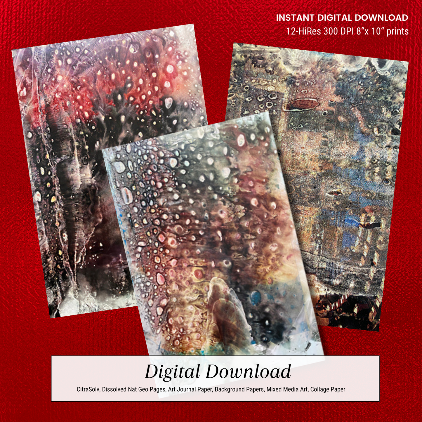 National Geographic CitraSolv Digital Paper Bundle - Red Hue Collage