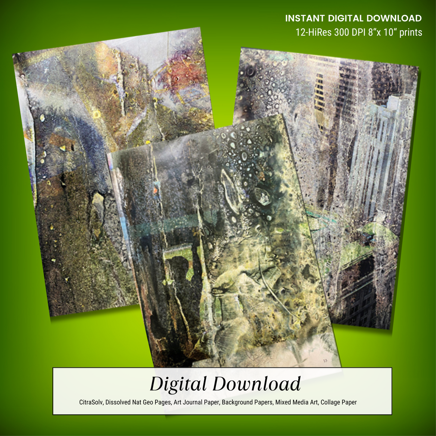 National Geographic CitraSolv Digital Paper Bundle - Yellow-Green Hue Collage