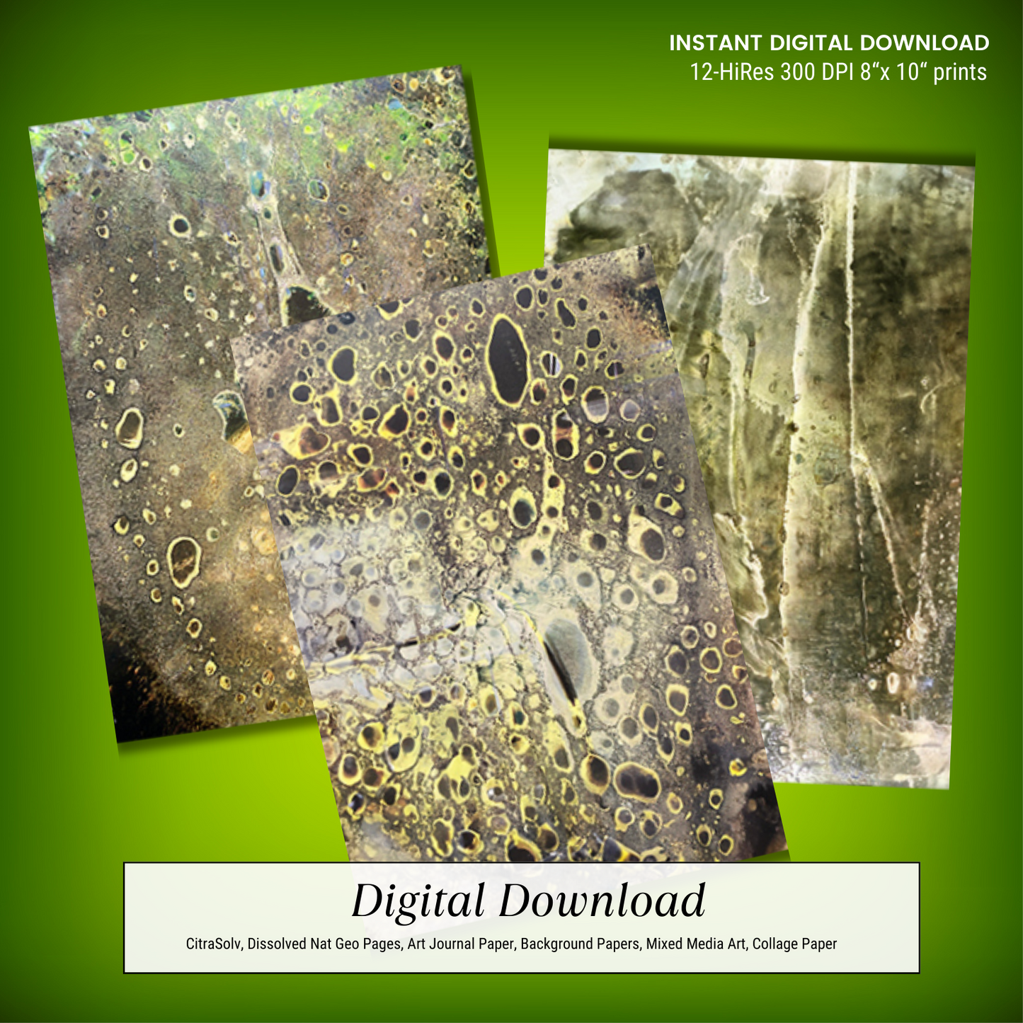 National Geographic CitraSolv Digital Paper Bundle - Yellow-Green Hue Collage