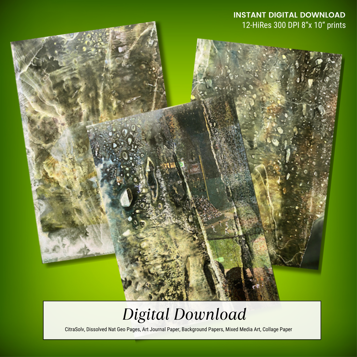 National Geographic CitraSolv Digital Paper Bundle - Yellow-Green Hue Collage