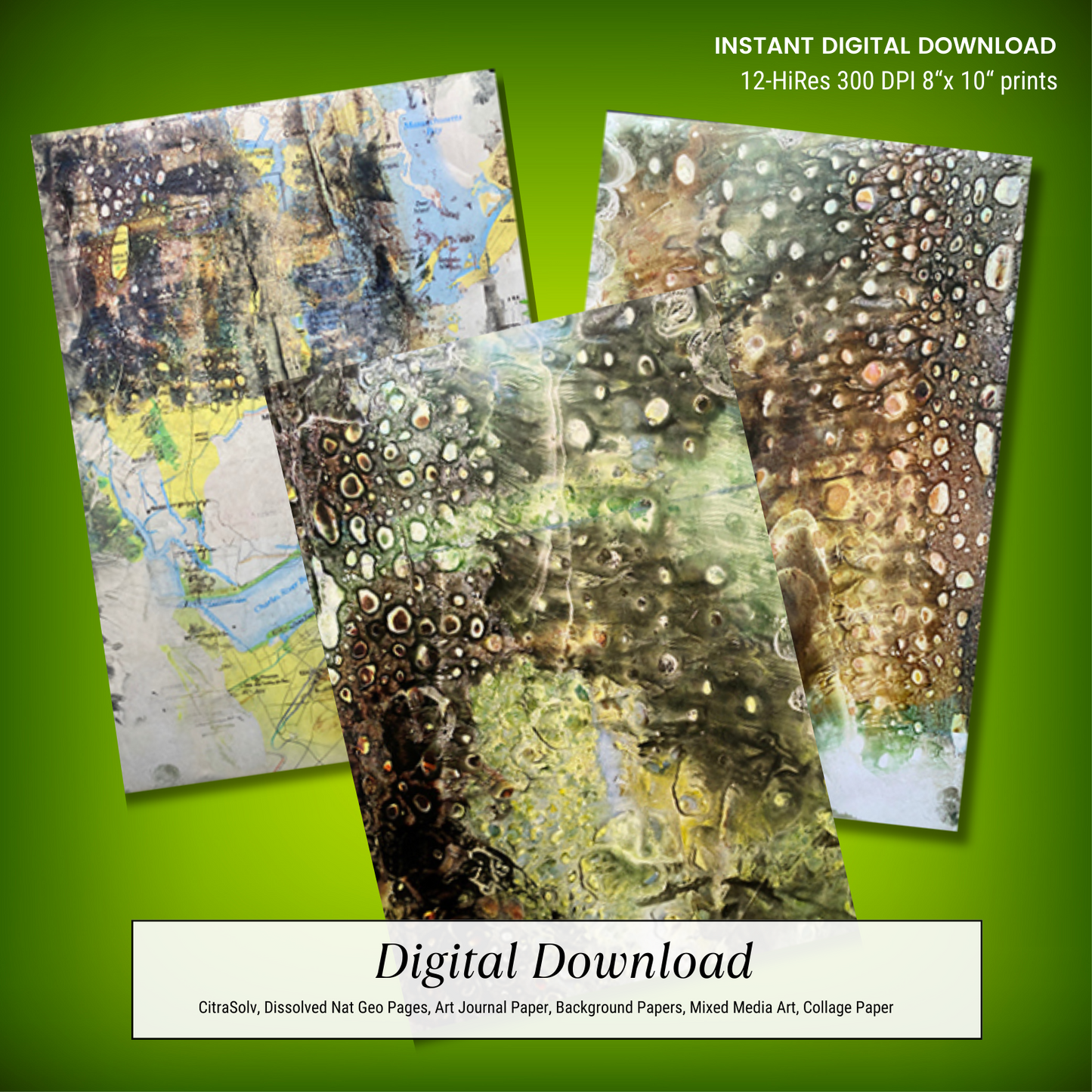 National Geographic CitraSolv Digital Paper Bundle - Yellow-Green Hue Collage